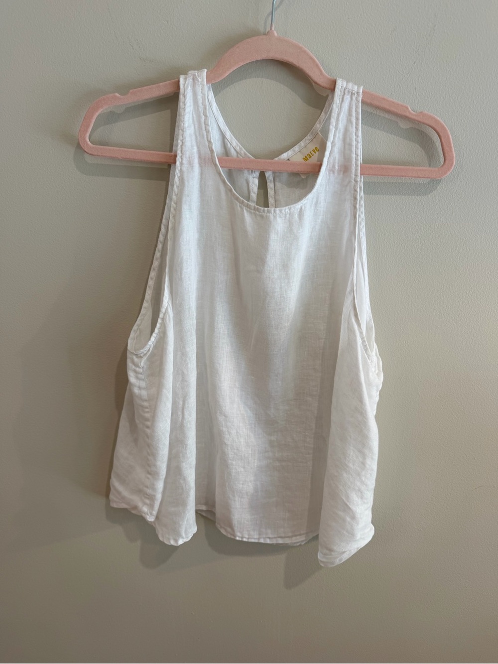 100% Linen Maeve White Sleeveless Tank Top